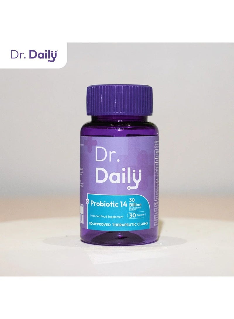 daily Dr. Daily Probiotics 14, 30 Billion CFU, 30 Capsules for Gut Health - Image 3