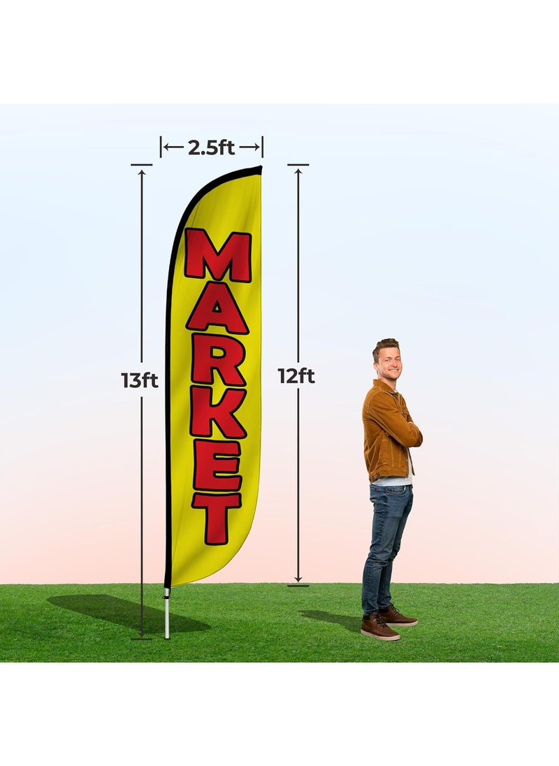 LookOurWay LookOurWay Feather Flag Pole Kit  12 Feet Tall Advertising Flag Banner with Fiberglass Pole Kit and Ground Spike for Business Promotion  Farmers Market  Flower Flags  Market Yellow 10M1200171  - Image 4
