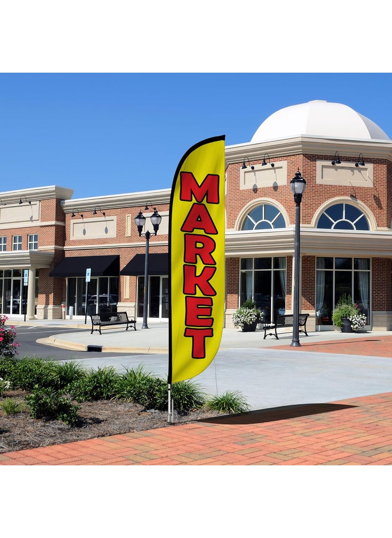 LookOurWay LookOurWay Feather Flag Pole Kit  12 Feet Tall Advertising Flag Banner with Fiberglass Pole Kit and Ground Spike for Business Promotion  Farmers Market  Flower Flags  Market Yellow 10M1200171  - Image 5