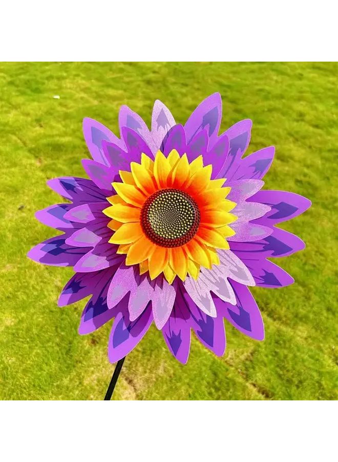 Yellow Double Layer Sunflower Windmill Outdoor Handheld Garden Decoration - Image 5
