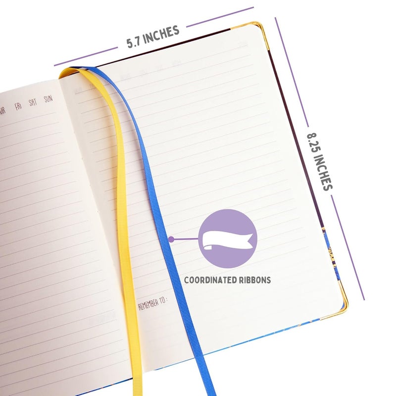 Doodle Personalized Premium Hard Bound Notebook with Metal Corners | A5 (8.25 x 5.7) | 160 Pages, 80 gsm | Foam Padding | 2 Bookmark Ribbons | Flat Opening - Periwinkle - Image 4