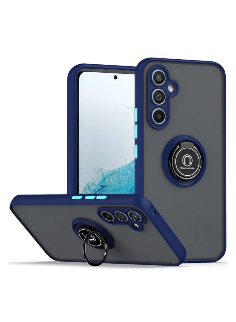 Case for Samsung Galaxy A25 Rotational Metal Ring Kickstand Cover Anti Fingerprint Scratch Resistance Matte Finish Case Soft TPU Bumper Magnetic Car Mount Cover for Samsung Galaxy A25 - Image 1