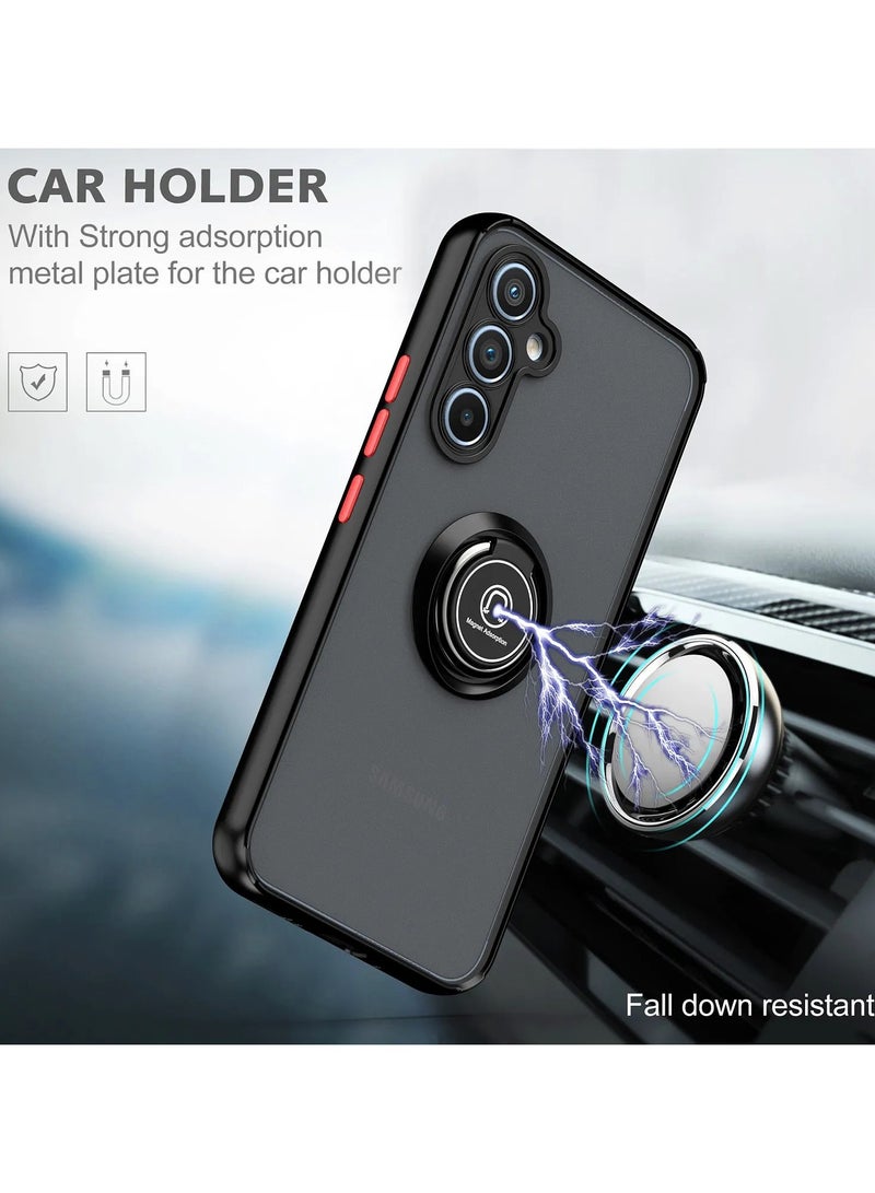 Case for Samsung Galaxy A25 Rotational Metal Ring Kickstand Cover Anti Fingerprint Scratch Resistance Matte Finish Case Soft TPU Bumper Magnetic Car Mount Cover for Samsung Galaxy A25 - Image 3