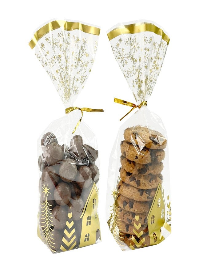 EKAPACKAGING 25 Pcs 4.3 x 8.3 Inches Flat Bottom Cellophane Bags, Christmas Treat Bags with Ties for Party Favors, Snacks, and Candy - Image 4