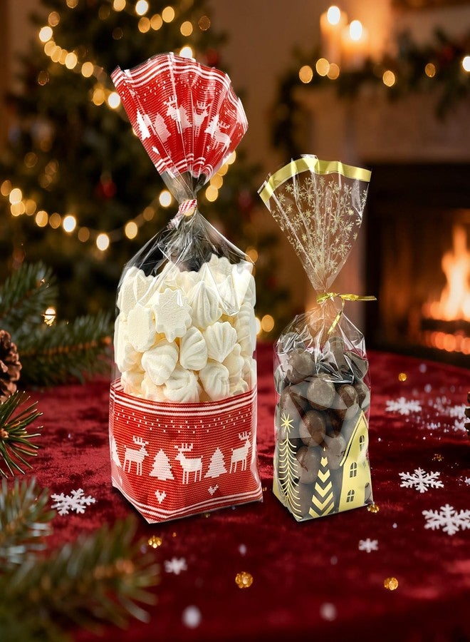 EKAPACKAGING 25 Pcs 4.3 x 8.3 Inches Flat Bottom Cellophane Bags, Christmas Treat Bags with Ties for Party Favors, Snacks, and Candy - Image 5
