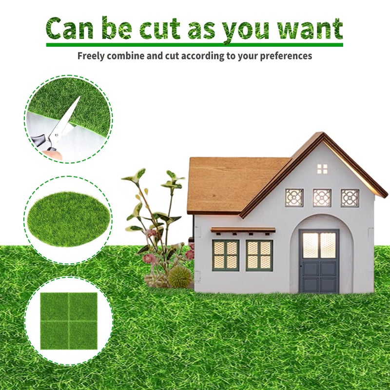 KAEZDD 4 Packs 6 X 6 Inch Fake Grass Decor for Crafts, Artificial Grass for Dollhouse Miniature Ornament Projects, Model Turf Grass for DIY Fairy Garden Accessories and Decor Kit - Image 5