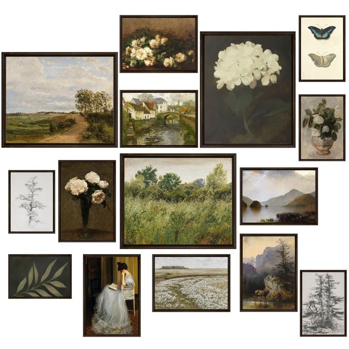 15 PCS VINTAGE WALL ART DECOR VINTAGE POSTERS FOR ROOM VINTAGE ART PRINTS MOODY GALLERY WALL ART WALL PRINT FOR BEDROOM ECLECTIC FRENCH COUNTRY BOTANICAL PAINTING UNFRAMED