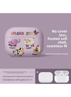 Strawberry Bear Family Airpods Protective Case Cartoon Cute Suitable For Apple 1/2/3 Generation Bluetooth Headset Soft Case-Color:Zoo-purple-Model:AirpdosPRO2 Generation