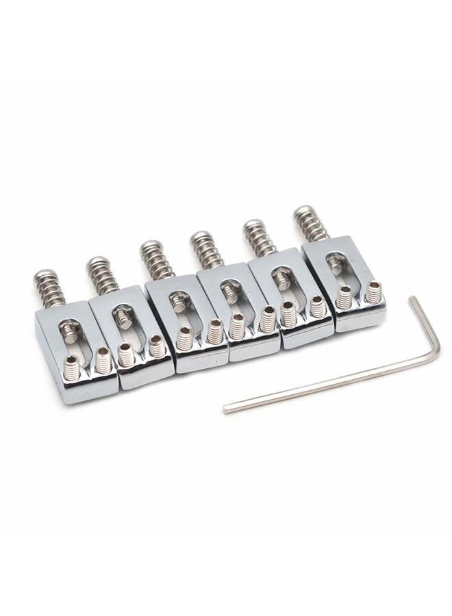 SAPHUE Guitar Bridge Saddle with Spring Screws Wrench Tremolo for Fender Strat Stratocaster Tele Telecaster Electric Guitar Replacement Parts Accessories 6Pcs Bridge Saddles（Chrome） - Image 1