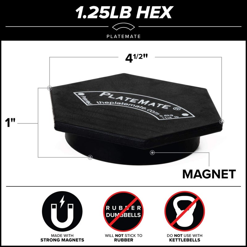 PlateMate Microload Pair 1 1/4 lb. Magnetic Hex Weights (2.5 lb. Set) - Image 2