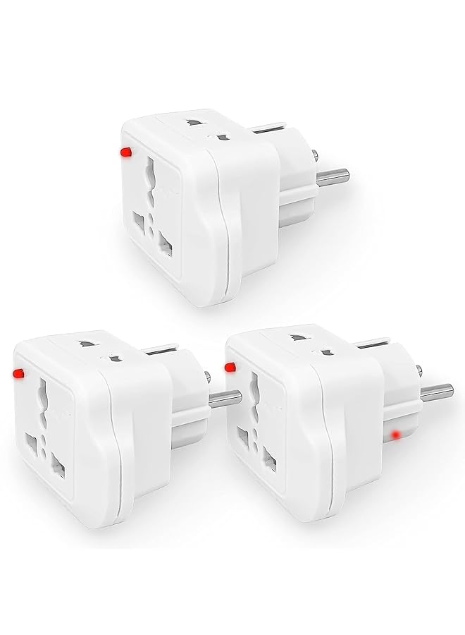 Travel Adapter For Saudi Arabia/Us/Uk/Japan/China/Australia Plug Converter To Eu/Germany Plug And Others To 2 Pin European Plug Adapter Pack Of 3 - Image 1
