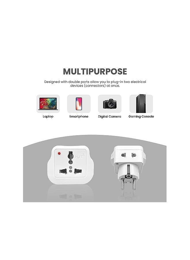 Travel Adapter For Saudi Arabia/Us/Uk/Japan/China/Australia Plug Converter To Eu/Germany Plug And Others To 2 Pin European Plug Adapter Pack Of 3 - Image 2