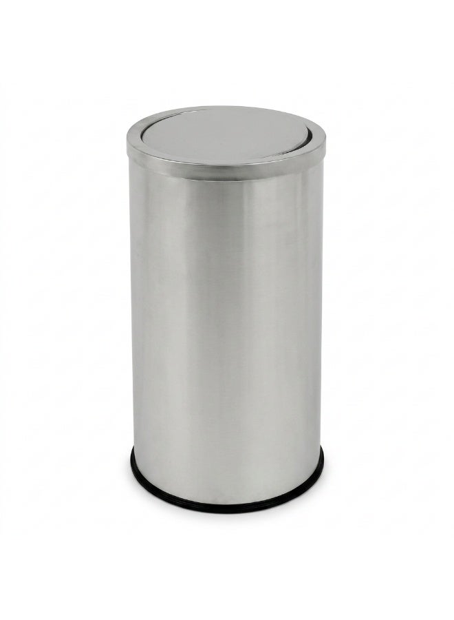 EK Bins Swing-Lid Trash Bin | Brushed Stainless Steel Finish | Detachable Inner Liner | Suitable For Bathrooms, Kitchens, Homes & Communal Spaces | 30 Liters - Image 1