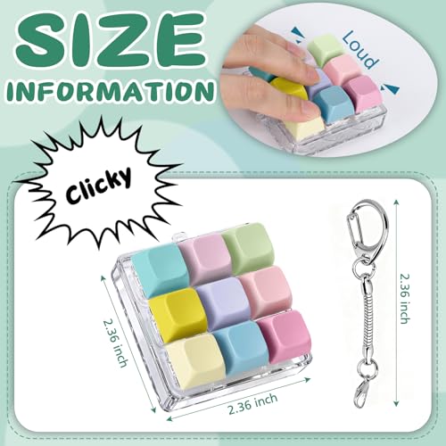 Axlksia Keyboard Fidget Toy Fidget Clicker Keyboard Fidget Keychain Button Fidget Gifts for Adults to Relieve Stress and Pass Time Style U - Image 5
