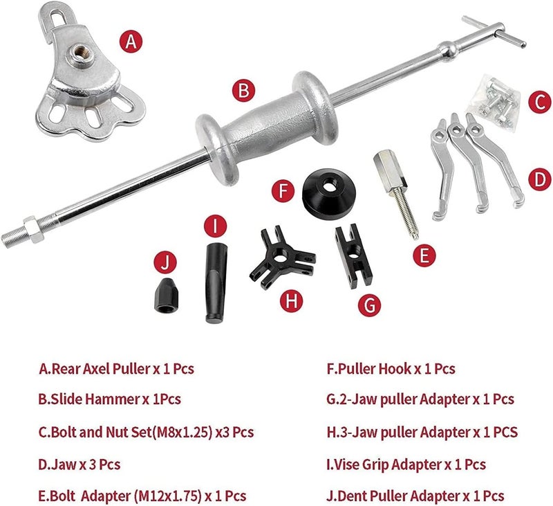 AQ AQSON AQSON 17-Piece Automotive Slide Hammer Puller Set with Chrome Vanadium Steel Attachments - Image 3