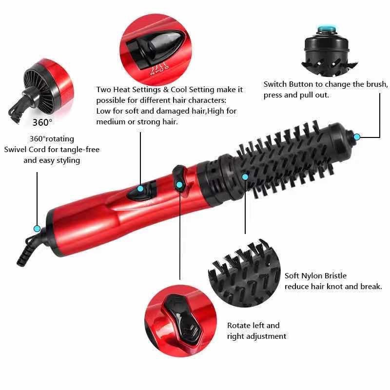 3-in-1 Hot Air Brush Multifunctional Electric Hair Straightener and Curler - Image 4