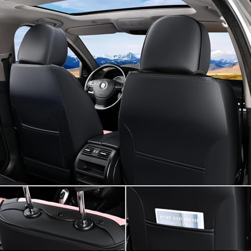 FLORICH Automotive Seat Covers for Cars Front Seats, Leather Car Seat Covers Waterproof Pink & Black Seat Covers 2 Pack, Universal Seat Protector for Most Cars Trucks SUV - Image 2