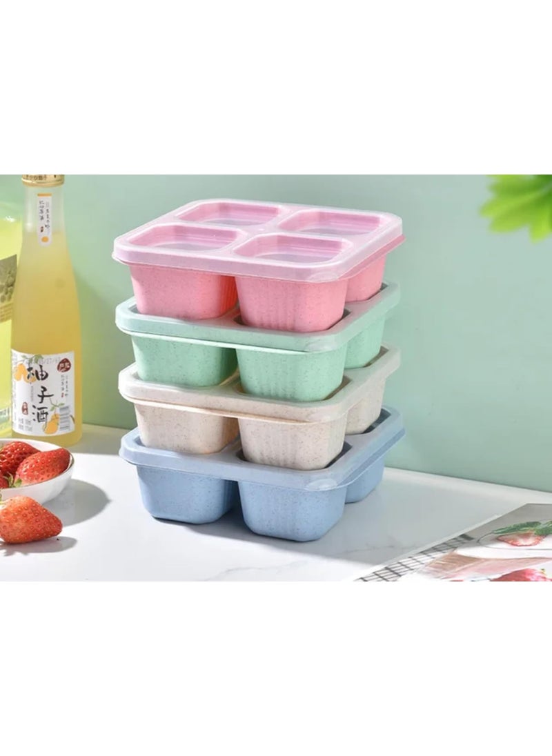 Clazkit Clazkit 4 Compartment Storage Boxes Dry Fruits Containers Fridge Organiser Storage Containers for Kitchen Masala Box for Kitchen Lunch Box for Kids Adults Pack of 4 Multicolor Polypropylene  - Image 1