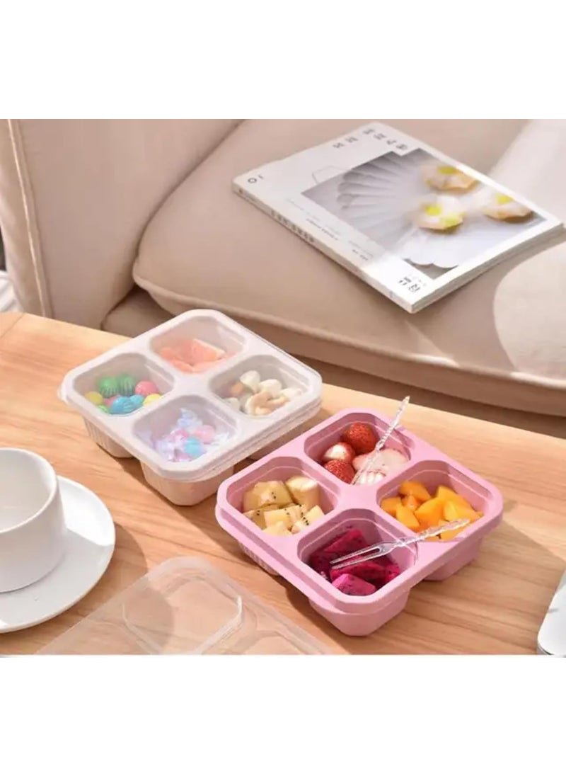 Clazkit Clazkit 4 Compartment Storage Boxes Dry Fruits Containers Fridge Organiser Storage Containers for Kitchen Masala Box for Kitchen Lunch Box for Kids Adults Pack of 4 Multicolor Polypropylene  - Image 3