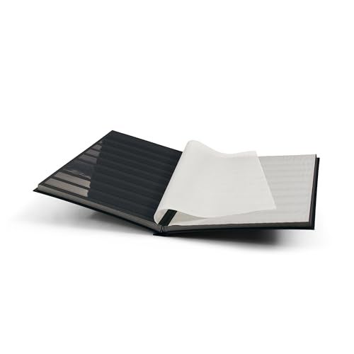 LIGHTHOUSE – “BASIC” Hard Cover Stockbook for Stamps - 32 Black Cardstock 6”x9” (A5) Pages with Clear Strips - Red - Image 2