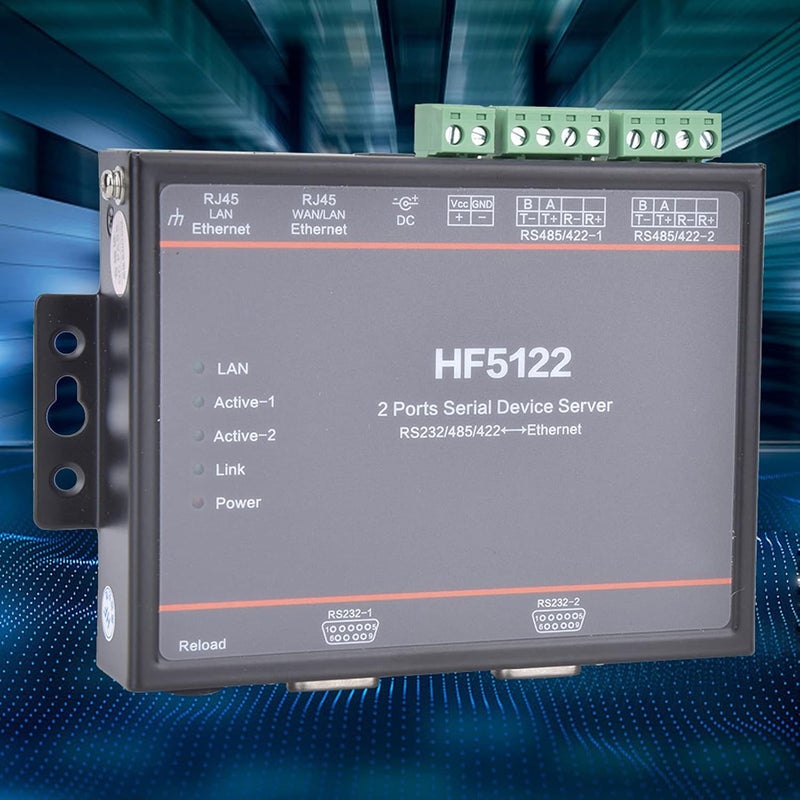 HF - 5122 Dual Serial Port to Ethernet Server, RS232 RS485 RS422 Serial Server, 5-36VDC Power Supply with 2 RJ45 Ports, High - Speed Data Transmission up to 230400 BPS for Indust - Image 5