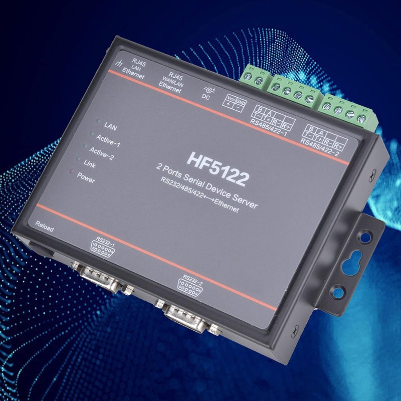HF - 5122 Dual Serial Port to Ethernet Server, RS232 RS485 RS422 Serial Server, 5-36VDC Power Supply with 2 RJ45 Ports, High - Speed Data Transmission up to 230400 BPS for Indust - Image 4