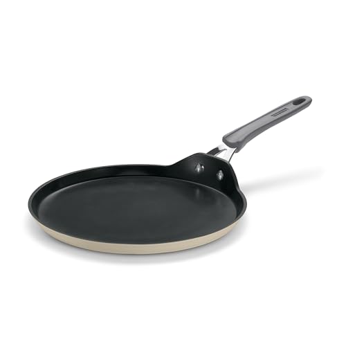 Tramontina Velo 28cm Forged with Ceramic Reinforced Interior Flat Dosa Tawa | Raised Edges | Gas/Induction Cookware | Tawa for Dosa,Uttapam | Stainless Steel Handle | Silicone Grip | Sand Beige - Image 1