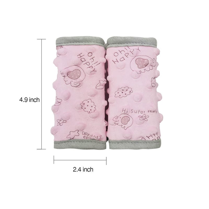 DODO NICI car seat Strap Cover for Baby, seat Belt Cover Cushion, Belt Pads fit Baby Carrier/Pushchair/Stroller, Cozy Peace Dotted Minky, Pink - Image 5