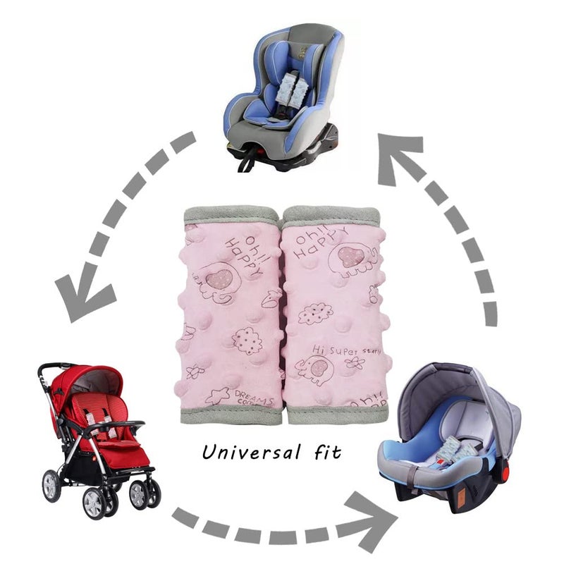 DODO NICI car seat Strap Cover for Baby, seat Belt Cover Cushion, Belt Pads fit Baby Carrier/Pushchair/Stroller, Cozy Peace Dotted Minky, Pink - Image 4