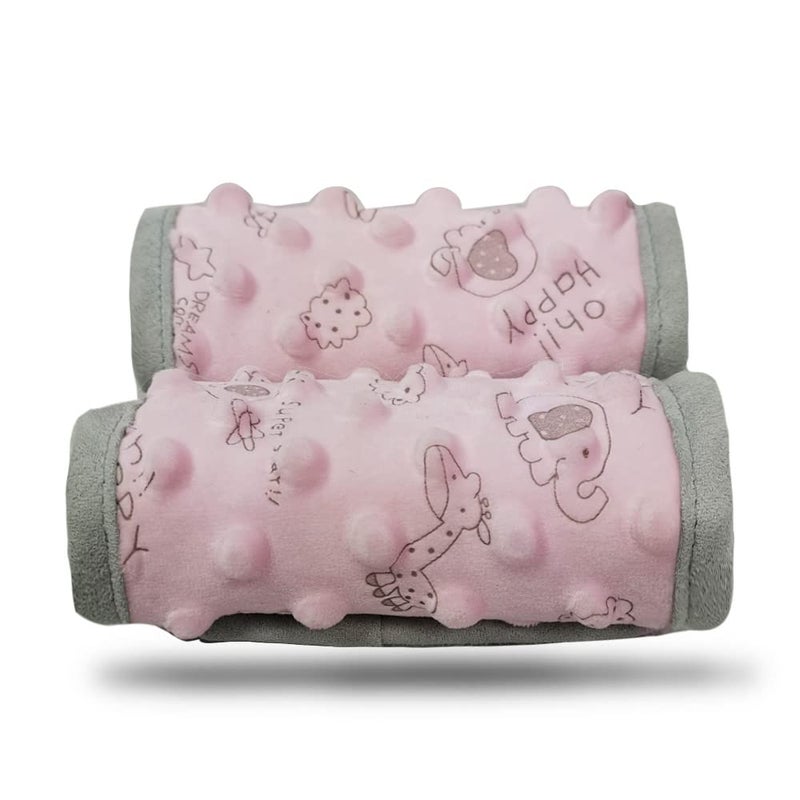 DODO NICI car seat Strap Cover for Baby, seat Belt Cover Cushion, Belt Pads fit Baby Carrier/Pushchair/Stroller, Cozy Peace Dotted Minky, Pink - Image 1