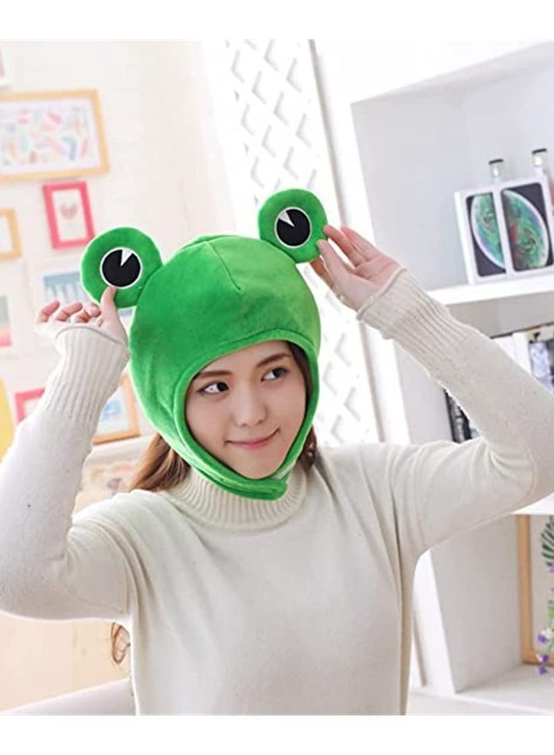 Y&D Frog Hat Head, Cute Plush Scarf Ears Winter Ski Full Headwear Novelty Party Dress Up Cosplay Costume, Green  - Image 4