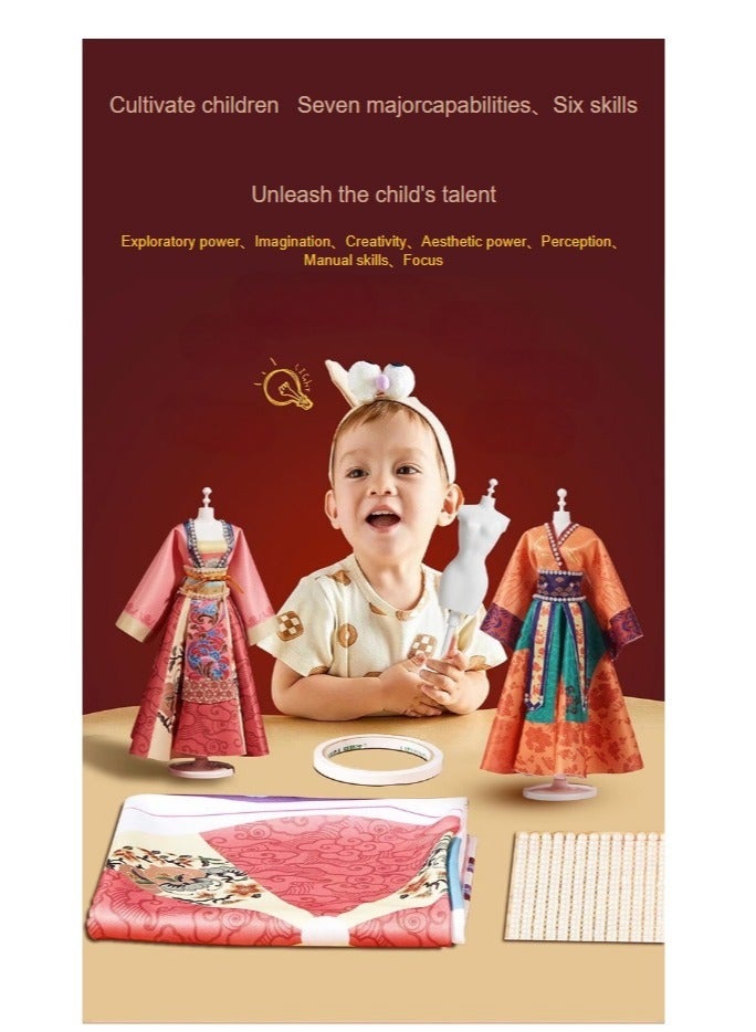 general Chinese Hanfu Dress Up Doll Costume Designer Handmade DIY Material Pack Birthday Gift Girl Hanfu Design - Purple China Chinese Dress Clothing Toys Educational Cute Trendy Trendy Popular Pretty Festival Kids Featured Creative Classical Traditional - Purple (1 set of skirts can be made) - Image 3
