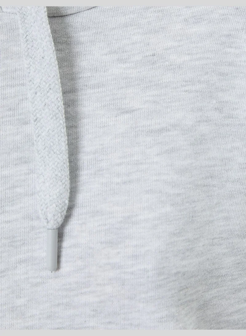 كوتون Sport Hoodie Kangaroo Pocket Striped Detail Long Sleeve