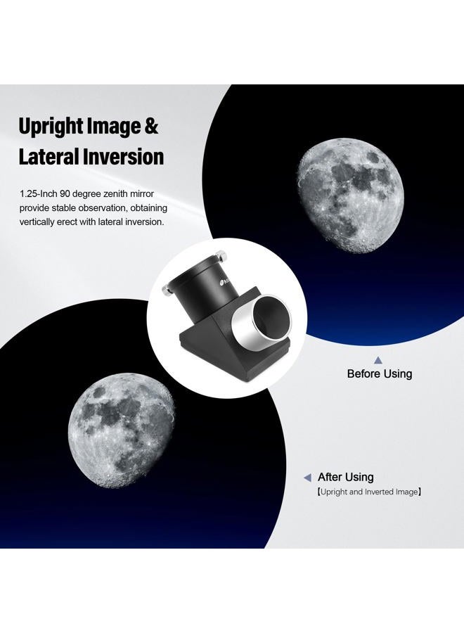 Astromania 1.25" 90-Degree Diagonal Mirror - More Comfortable Viewing Orientation as You Observe from Above, Filter Thread for Any 1.25" Filter and Accepts Standard 1.25" eyepieces - Image 3