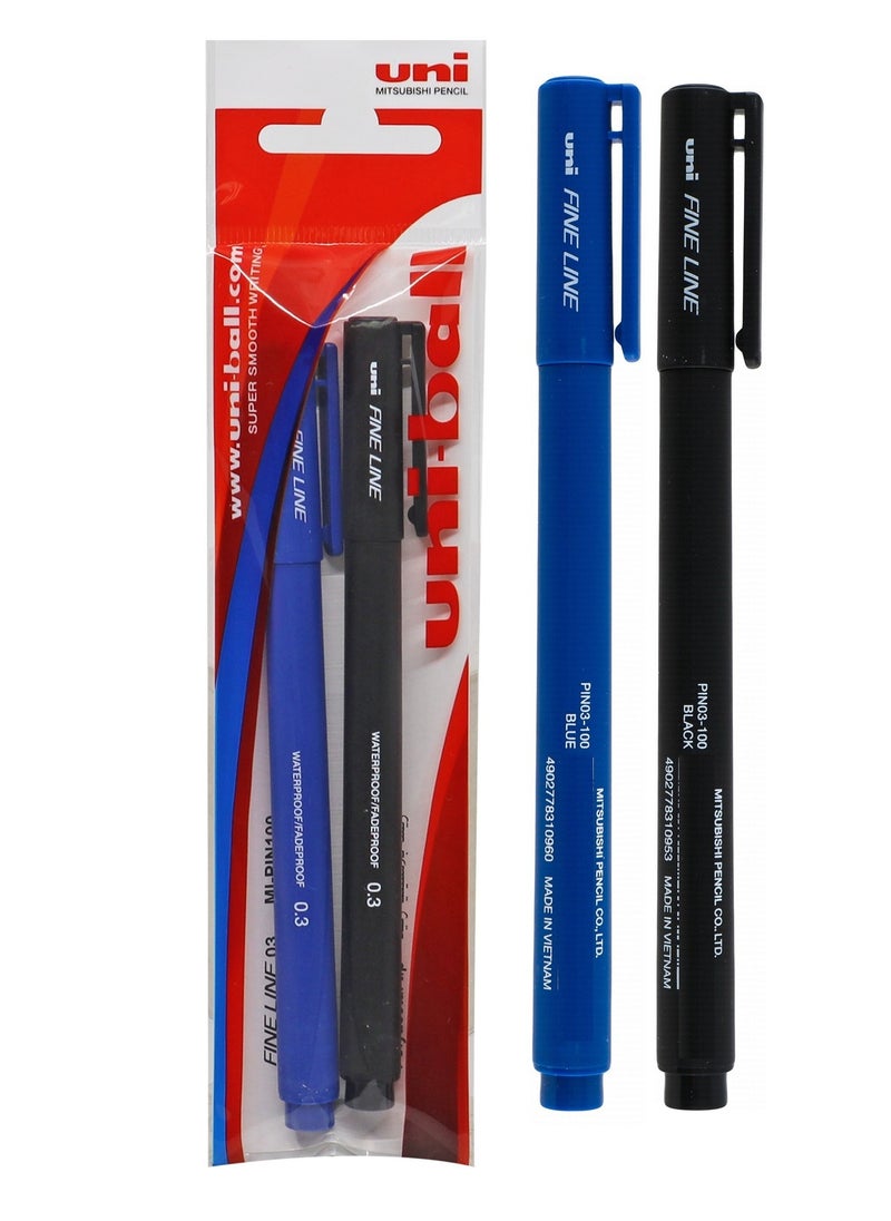 Uniball 2-Piece Pin Fine Line Pen 0.3mm Tip Multicolour  - Image 1
