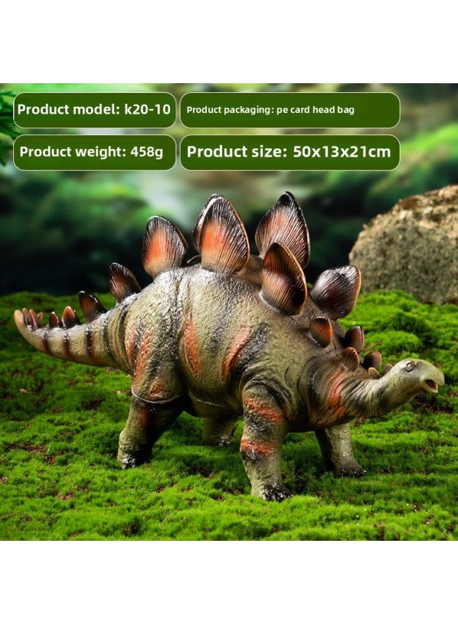 Hot Sale Children's Simulation Dinosaur Toy Flexible Glue Boy Tyrannosaurus Egg Large Animal Model Suit-Color:K20-10 Sound Vinyl Cotton-filled Green Stegosaurus/50*13 * 21cm/458g - Image 1