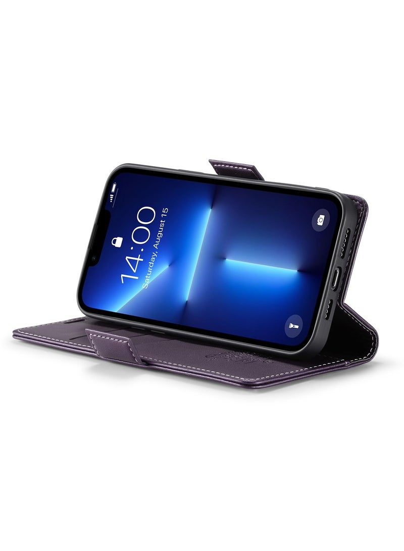 كيس مي جراب موبايل من الجلد الصناعي الفاخر مقاوم ضد البصمات  023 وحامل للكروت و البطاقات متوافق مع ايفون 13 برو ماكس (أرجواني) - Image 3