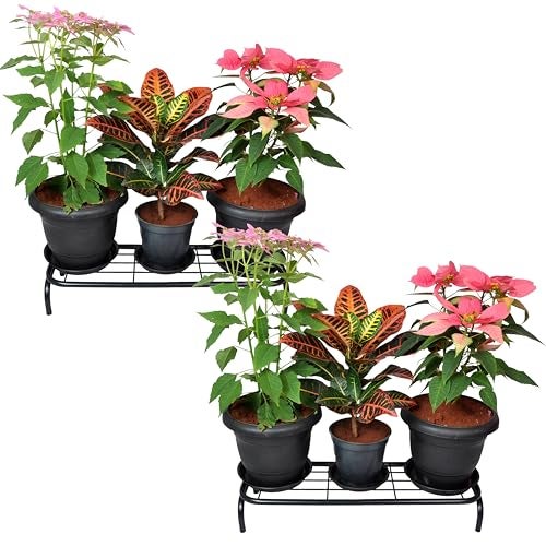 D&V ENGINEERING - Creative in innovation D&V Engineering Metal Plant Stands for Indoor & Outdoor Use | 26-Inch Wide Flower Pot Stand for Balcony, Patio and Garden | No Assembly Required | Pack of 2, Black - Image 1