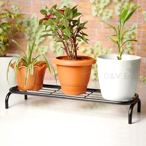 D&V ENGINEERING - Creative in innovation D&V Engineering Metal Plant Stands for Indoor & Outdoor Use | 26-Inch Wide Flower Pot Stand for Balcony, Patio and Garden | No Assembly Required | Pack of 2, Black - Image 4