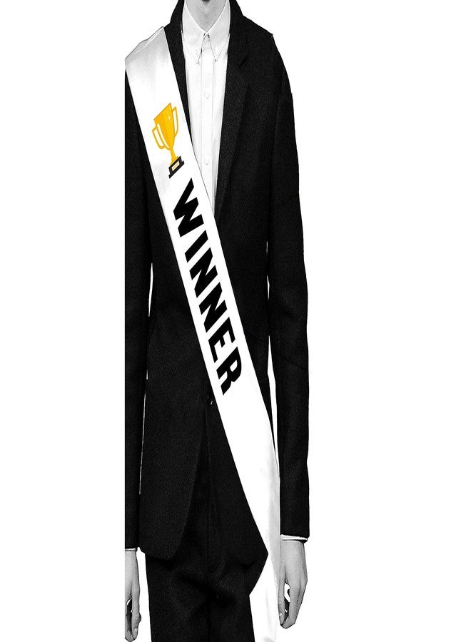 Hubops Satin Winner sash White for 15 Years and up Men & Women. Great for Work Party, Events, Party Supplies, Gifts, Favors, & Decorations - Image 2