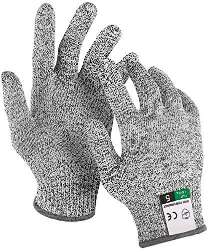 Orrda Cut Resistant Hand Safety Gloves Level 5 Protection Food Grade Kitchen Glove for Cutting Chopping Industrial UseGardening Free Size 1 Pair_Grey