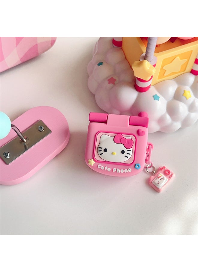 Generic - Ins Girl Flip Mirror KT Applicable Airpods Protective Case 2 For Apple Wireless Bluetooth 3 Generation Pro2 Earphone Case-color:Silicone-Flip Mirror KT Headphone Cover Single Shell-Applicable Models:Airpods1/2 Generation - Image 1
