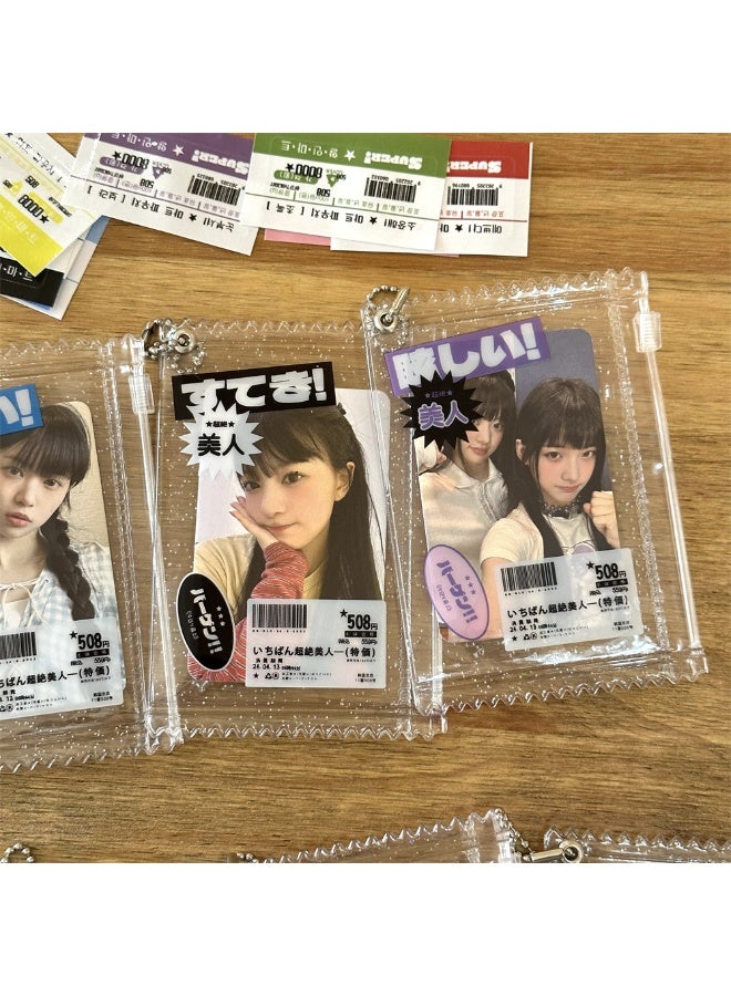NIBEMINENT 1 - Piece Shiny Transparent Candy Bag Kpop Photo Card Holder Pendant Key Chain ID Badge Holder ID Card Holder Photo Card Protector for School ID Office ID Access Card for Women Girls - Image 3