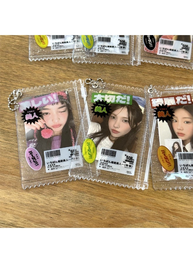 NIBEMINENT 1 - Piece Shiny Transparent Candy Bag Kpop Photo Card Holder Pendant Key Chain ID Badge Holder ID Card Holder Photo Card Protector for School ID Office ID Access Card for Women Girls - Image 2