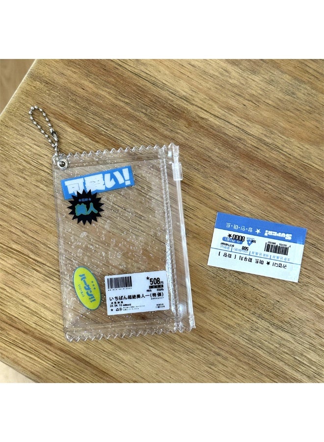 NIBEMINENT 1 - Piece Shiny Transparent Candy Bag Kpop Photo Card Holder Pendant Key Chain ID Badge Holder ID Card Holder Photo Card Protector for School ID Office ID Access Card for Women Girls - Image 1