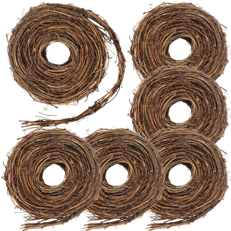 Janinka 6 Pcs 15 Feet Grapevine Garland Natural Grapevine Wreath for Crafts DIY Twig Garland Rattan Hanging Vine Wreath for Wedding House Holiday Door Vase Wall Home Decor - Image 1