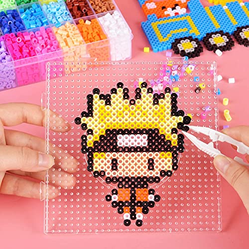 AUGSUN 9pcs 5mm Large Square Fuse Beads Pegboards Plastic Beads Boards with Ironing Paper, Tweezers Craft - Image 4