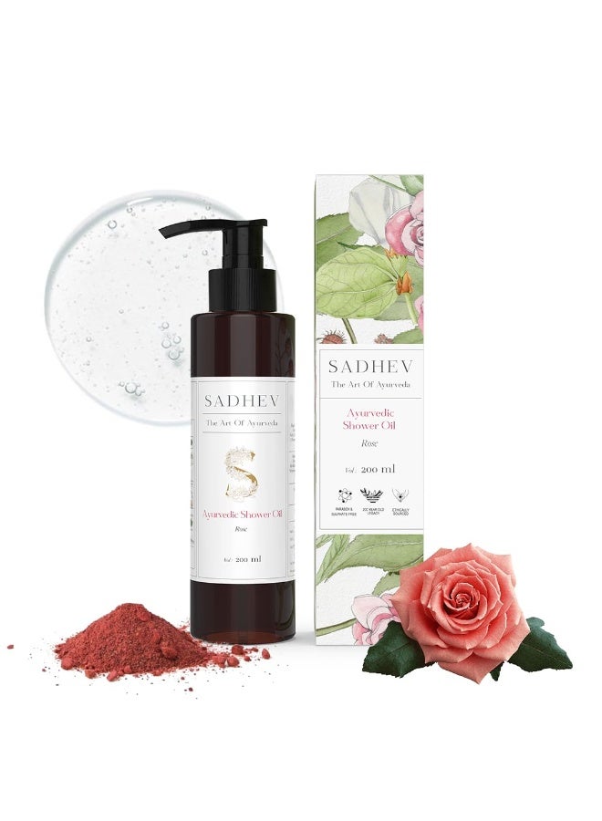 Sadhev Ayurvedic Shower Oil Goodness Of Rose For Hydration And Moistrization - 200 ml(Pack of 1) - Image 1