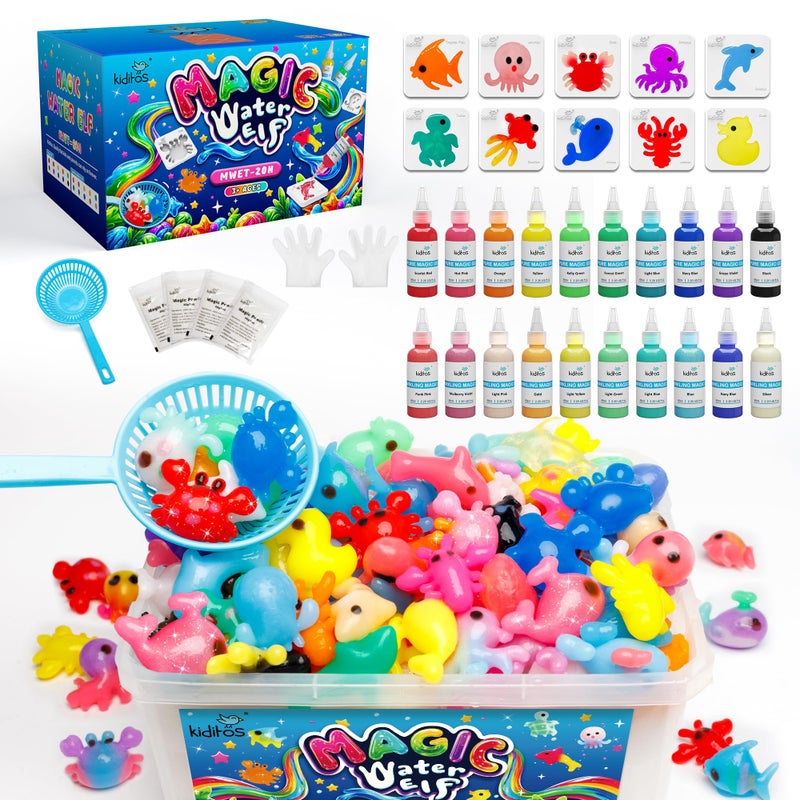 Kiditos Magic Water Elf Toy Kit  Squishies for Kids 20 Gels  10 Molds Magic Gel Water Pets Sensory DIY Craft Kit Party Favors  Gifts for Kids Ages 3 - Image 3