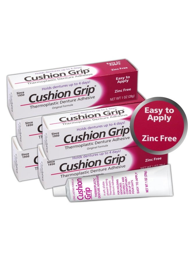 Cushion Grip - Thermoplastic Denture Adhesive, 1 Oz - Improves Denture Fit, Comfort & Stability | Non-Glue Adhesive, Acts Like A Soft Reline (Pack Of 5) - Image 1
